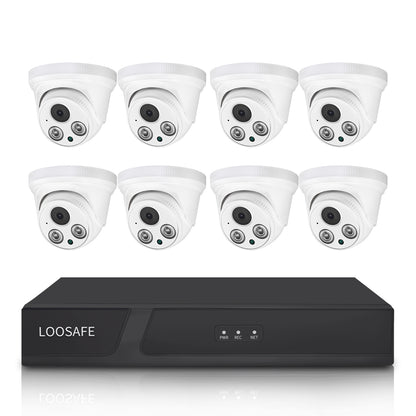 LOOSAFE SAT8 PoE Suiveillance NVR Kits 8pcs Turrent Cameras