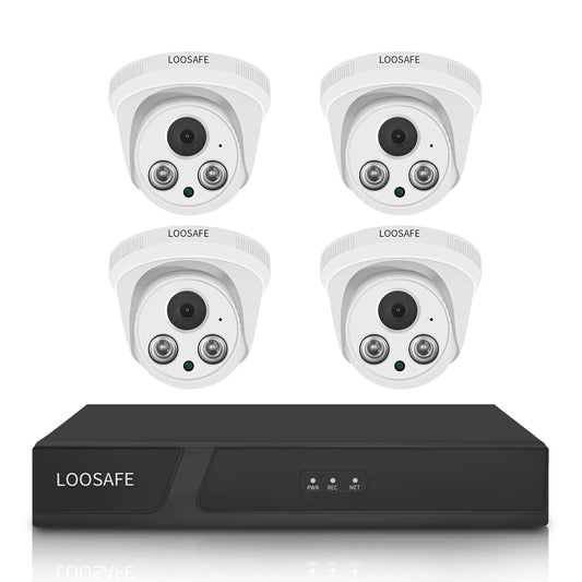 LOOSAFE SAT4 PoE Suiveillance NVR Kits 4pcs Turrent Cameras